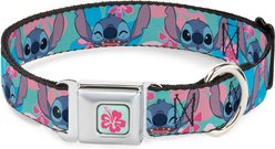 Buckle-Down Disney Lilo & Stitch Stitch Expressions & Flowers Dog Collar, Medium: 11 to 16.5-in neck, 1-in wide