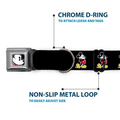 Show full view: Buckle-Down Disney Classic Mickey Mouse Pose Dog Collar, Medium: 16 to 23-in neck, 1.5-in wide slide 6 of 9