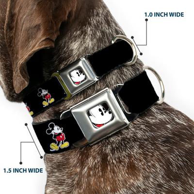 Show full view: Buckle-Down Disney Classic Mickey Mouse Pose Dog Collar, Medium: 16 to 23-in neck, 1.5-in wide slide 3 of 9