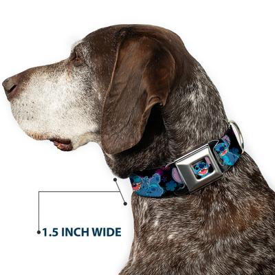 Show full view: Buckle-Down Disney Stitch Expressions & Poses Tropical Dog Collar, Large: 15 to 24-in neck, 1-in wide slide 7 of 8
