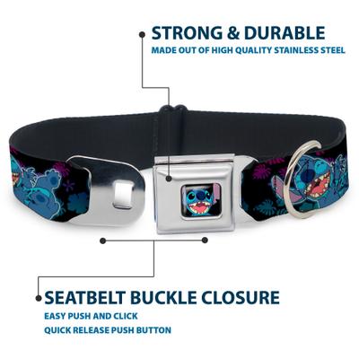 Show full view: Buckle-Down Disney Stitch Expressions & Poses Tropical Dog Collar, Large: 15 to 24-in neck, 1-in wide slide 4 of 8