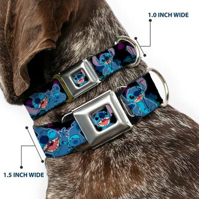 Show full view: Buckle-Down Disney Stitch Expressions & Poses Tropical Dog Collar, Large: 15 to 24-in neck, 1-in wide slide 2 of 8