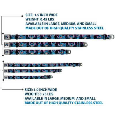 Show full view: Buckle-Down Disney Stitch Expressions & Poses Tropical Dog Collar, Large: 15 to 24-in neck, 1-in wide slide 3 of 8