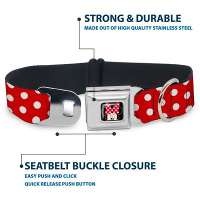 Show full view: Buckle-Down Disney Minnie Mouse Polka Dots Dog Collar, Medium: 11 to 16.5-in neck, 1-in wide slide 4 of 8