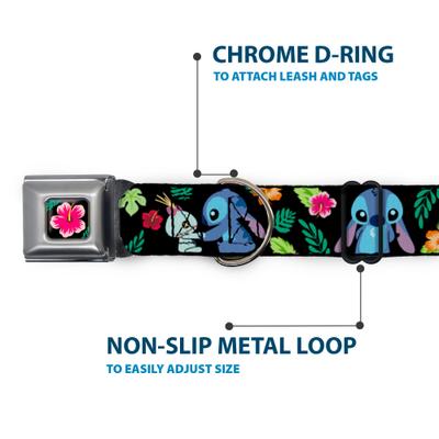 Show full view: Buckle-Down Disney Stitch Scrump Poses Tropical Flora Dog Collar, Medium: 11 to 16.5-in neck, 1-in wide slide 5 of 8