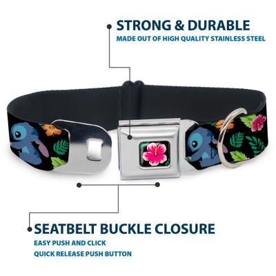 Show full view: Buckle-Down Disney Stitch Scrump Poses Tropical Flora Dog Collar, Medium: 11 to 16.5-in neck, 1-in wide slide 4 of 8