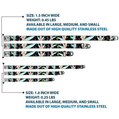 Show full view: Buckle-Down Disney Glowing Tinker Bell Butterflies Flowers Dog Collar, Medium: 16 to 23-in neck, 1.5-in wide slide 3 of 8