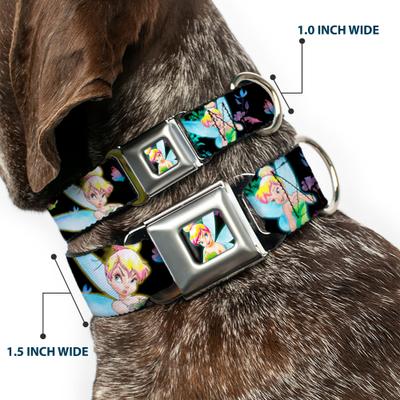 Show full view: Buckle-Down Disney Glowing Tinker Bell Butterflies Flowers Dog Collar, Medium: 16 to 23-in neck, 1.5-in wide slide 2 of 8