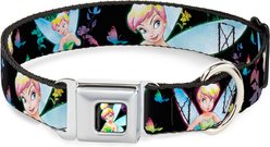 Buckle-Down Disney Glowing Tinker Bell Butterflies Flowers Dog Collar, Medium: 16 to 23-in neck, 1.5-in wide