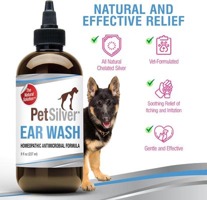Show full view: PetSilver Antimicrobial Dog & Cat Ear Wash, 8-fl oz bottle slide 4 of 11