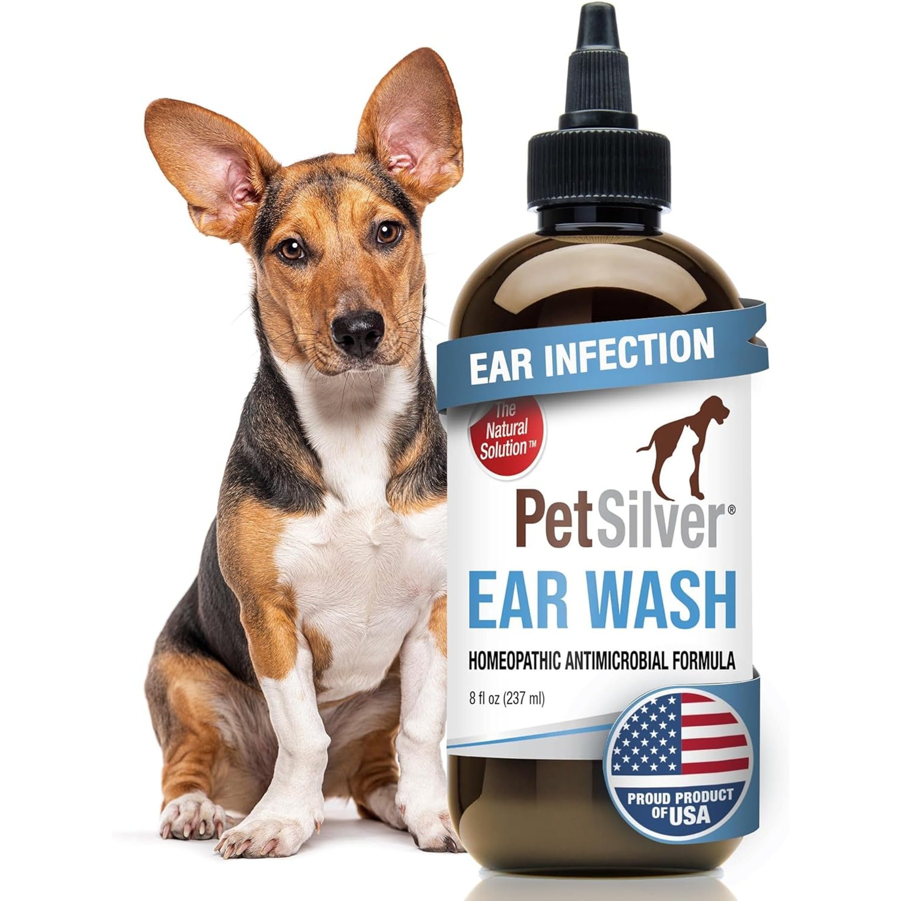 PetSilver Antimicrobial Dog & Cat Ear Wash, 4-fl oz bottle