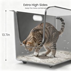 Ptlom Stainless Steel High Narrow Entry Sided Cat Litter Box, X-Large slide 2 of 9