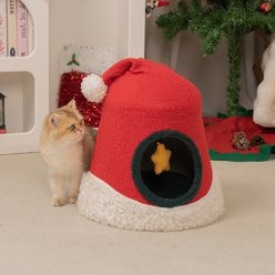 Happy & Polly Christmas Santa Hat Orthopedic Cat Bed with Removable Cover slide 2 of 9