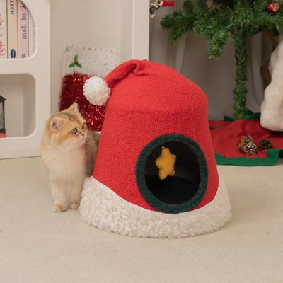 Show full view: Happy & Polly Christmas Santa Hat Orthopedic Cat Bed with Removable Cover slide 4 of 9