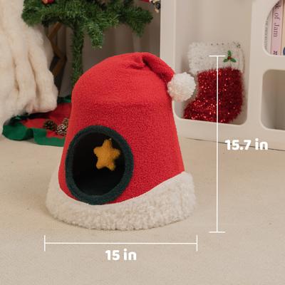Show full view: Happy & Polly Christmas Santa Hat Orthopedic Cat Bed with Removable Cover slide 9 of 9
