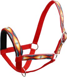 Tahoe Tack Nylon Overlay Llama Halter with Padded Noseband, Red Aztec, Large