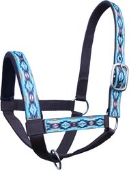 Tahoe Tack Nylon Overlay Llama Halter with Padded Noseband, Blue Aztec, Small