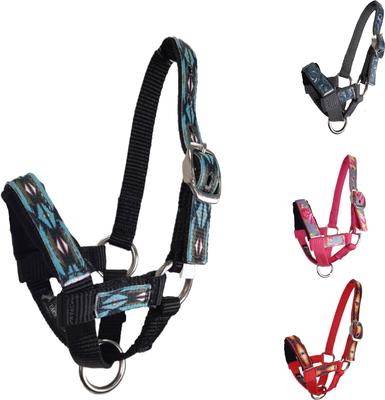 Show full view: Tahoe Tack Nylon Overlay Alpaca Halter with Padded Noseband, Blue Aztec, Medium slide 2 of 4
