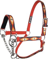 Tahoe Tack Nylon Overlay Cattle Restraint Halter with Padded Noseband, Red Aztec, Medium