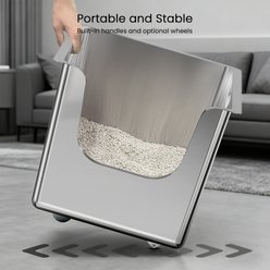 Ptlom Stainless Steel High Narrow Entry Sided Cat Litter Box, X-Large slide 2 of 9