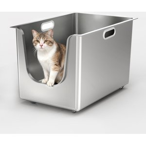 Ptlom Stainless Steel High Sided Cat Litter Box