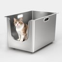 Ptlom Stainless Steel High Narrow Entry Sided Cat Litter Box, X-Large
