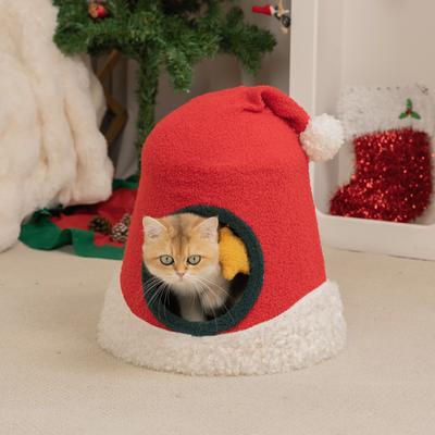 Show full view: Happy & Polly Christmas Santa Hat Orthopedic Cat Bed with Removable Cover slide 3 of 9