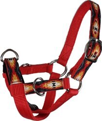 Tahoe Tack Nylon Overlay Sheep & Goat Training Halter with Padded Noseband, Red Aztec, Medium