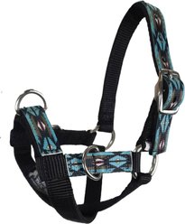 Tahoe Tack Nylon Overlay Sheep & Goat Training Halter with Padded Noseband, Blue Aztec, Medium