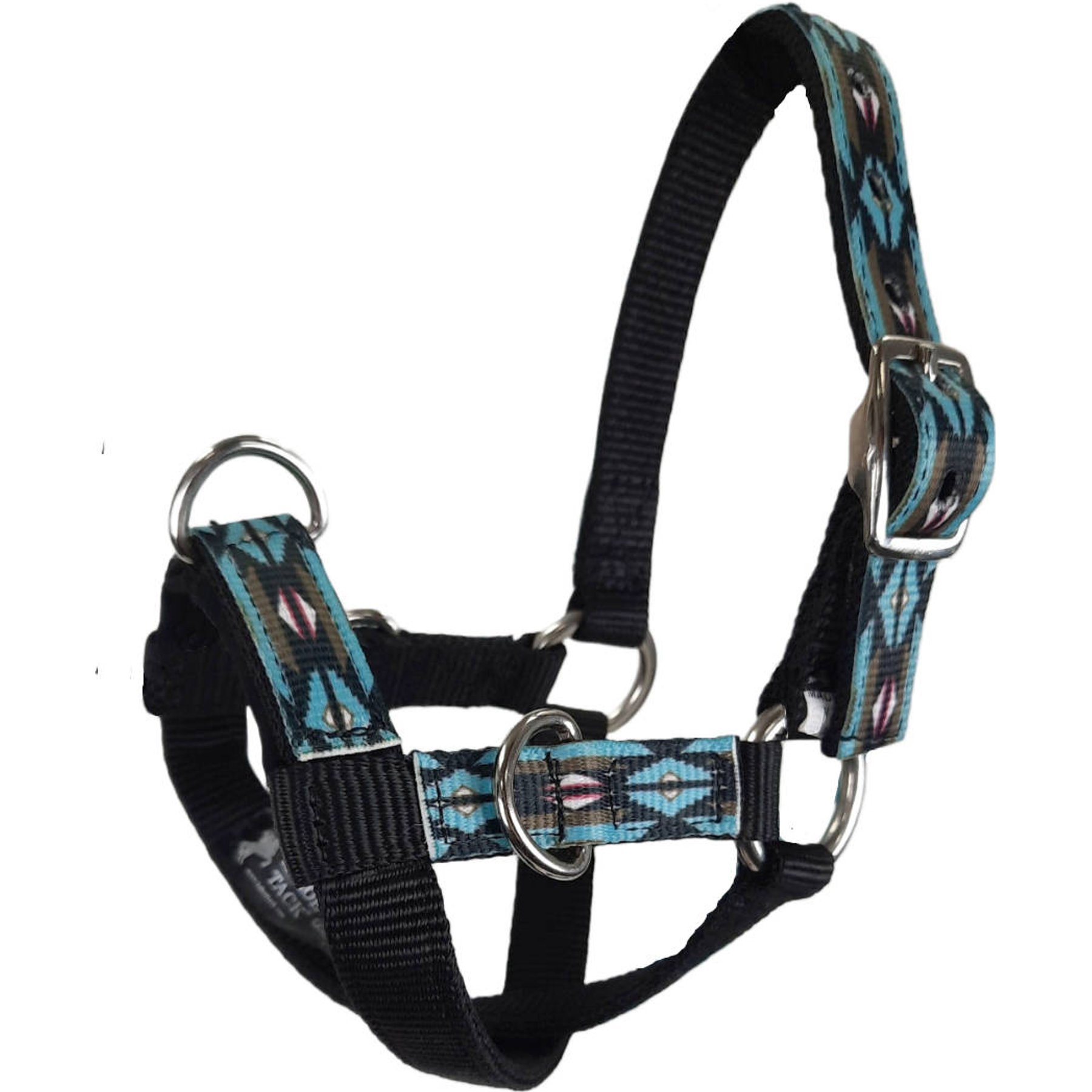 Tahoe Tack Nylon Overlay Sheep & Goat Training Halter with Padded Noseband, Blue Aztec, Medium