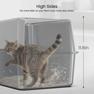 Show full view: Ptlom Stainless Steel High Sided Cat Litter Box, Large slide 4 of 10