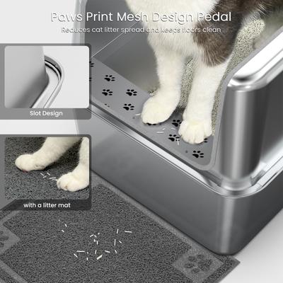 Show full view: Ptlom Stainless Steel High Sided Cat Litter Box, X-Large slide 3 of 10