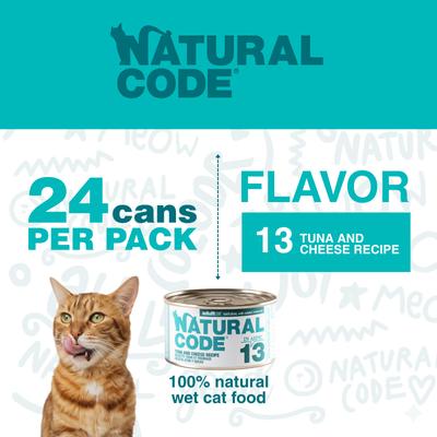 Show full view: Natural Code Tuna & Cheese Wet Cat Food, 3-oz can, case of 24 slide 3 of 10