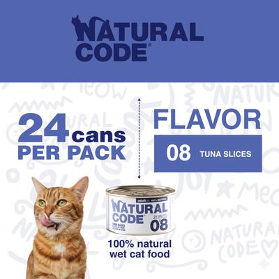 Show full view: Natural Code Tuna Slices Wet Cat Food, 3-oz can, case of 24 slide 3 of 10