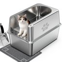 Ptlom Stainless Steel High Sided Cat Litter Box, X-Large