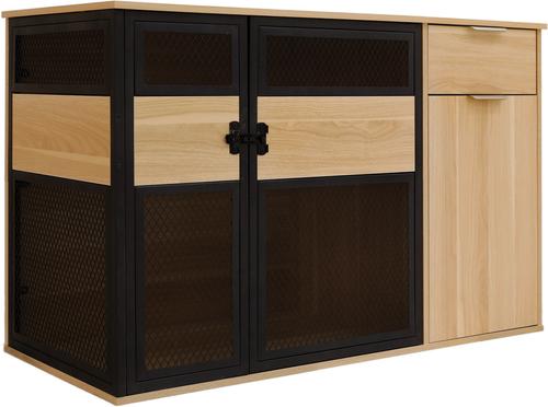 Show full view: 4 Cats & Dogs Clover Console Dog Crate, Oak, 48 inch slide 3 of 4