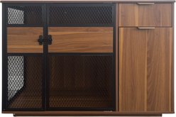 4 Cats & Dogs Clover Console Dog Crate, Walnut, 48 inch
