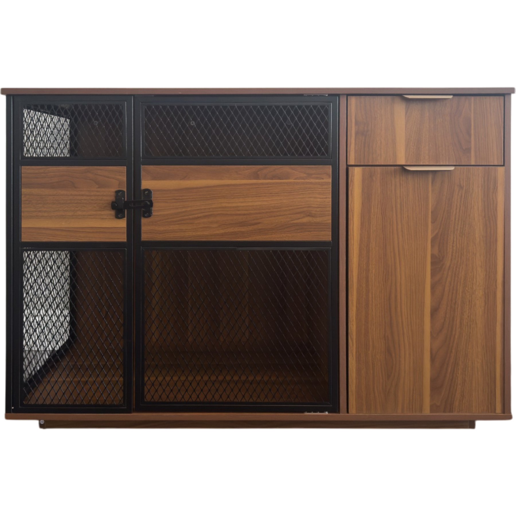 4 Cats & Dogs Clover Console Dog Crate, Walnut, 48 inch