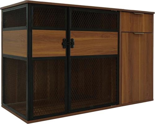 Show full view: 4 Cats & Dogs Clover Console Dog Crate, Walnut, 48 inch slide 3 of 5