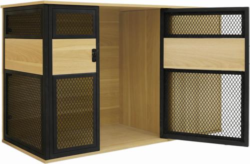 Show full view: 4 Cats & Dogs Clover Console Dog Crate, Oak, 48 inch slide 2 of 4