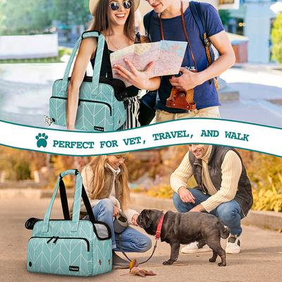 Show full view: PetAmi Portable Soft-Sided Handbag Tote Airline Approved Purse Dog & Cat Carrier, Chevron Teal slide 7 of 7