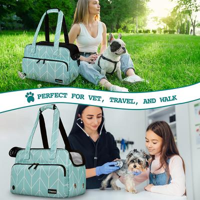 Show full view: PetAmi Portable Soft-Sided Handbag Tote Airline Approved Purse Dog & Cat Carrier, Chevron Teal slide 6 of 7