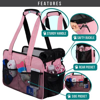 Show full view: PetAmi Portable Soft-Sided Handbag Tote Airline Approved Purse Dog & Cat Carrier, Pink slide 4 of 7