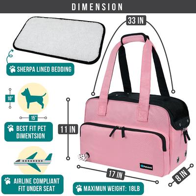 Show full view: PetAmi Portable Soft-Sided Handbag Tote Airline Approved Purse Dog & Cat Carrier, Pink slide 2 of 7