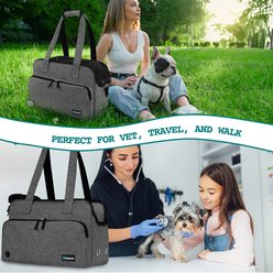 PetAmi Portable Soft-Sided Handbag Tote Airline Approved Purse Dog & Cat Carrier, Heather Charcoal slide 2 of 7