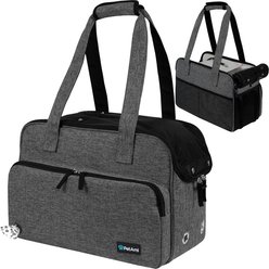 PetAmi Portable Soft-Sided Handbag Tote Airline Approved Purse Dog & Cat Carrier, Heather Charcoal