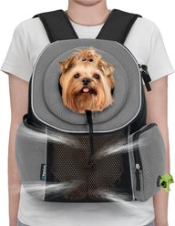 PetAmi Extra Ventilated Adjustable Airline Approved Backpack Dog & Cat Carrier, Grey, Medium