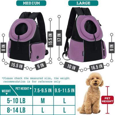 Show full view: PetAmi Extra Ventilated Adjustable Airline Approved Backpack Dog & Cat Carrier, Purple, Large slide 4 of 9