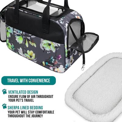 Show full view: PetAmi Airline Approved Bag Dog & Cat Carrier, Floral Gray slide 4 of 7