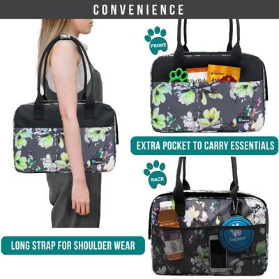 Show full view: PetAmi Airline Approved Bag Dog & Cat Carrier, Floral Gray slide 6 of 7
